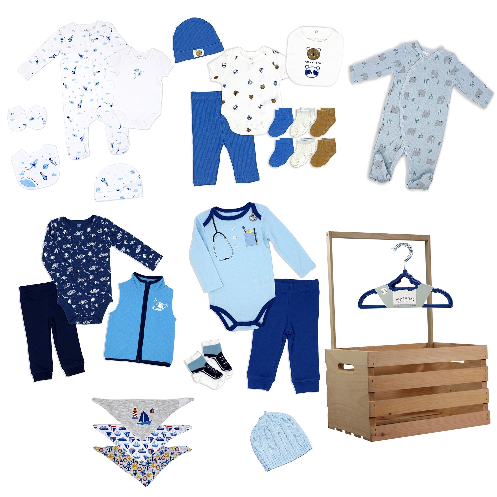 38 Piece Infant Boy Clothing Baby Shower Wardrobe Gift Crate