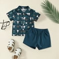 thumbnail image 2 of TOWED22 Toddler Baby Boy Summer Outfit 1-5T Baby Boy Clothes Short Sleeve T-Shirts Top + Shorts 2Pcs Boy Clothing Casual Set(Navy,12-18 Months), 2 of 7