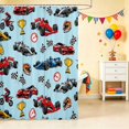thumbnail image 2 of Erosebridal Race Car Shower Curtain 72Wx84L, Trophy Bathroom Shower Curtain, Black Blue, 2 of 5