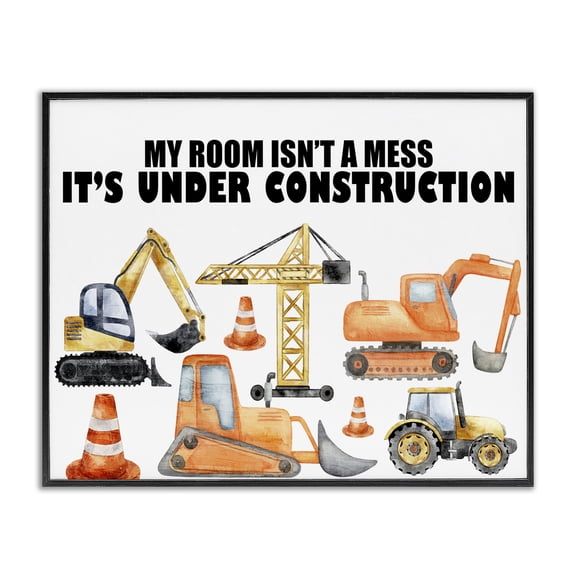Not A Mess Under Construction Black Framed Giclee Art, design by Kim Allen