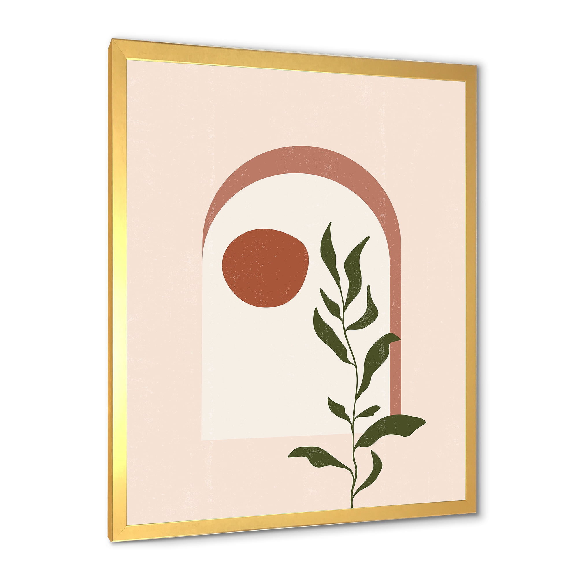 Designart 'Abstract Geometrical Leaf With Moon III' Modern Framed Art Print