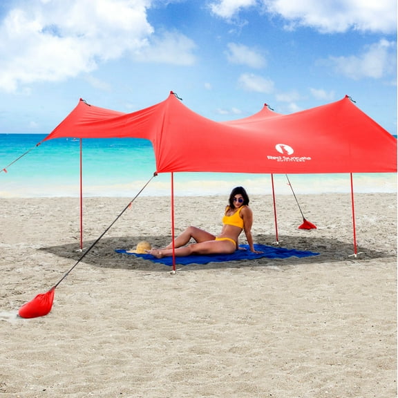 Red Suricata Red Family Beach Sun Shade Canopy Tent Sunshade with sand anchors