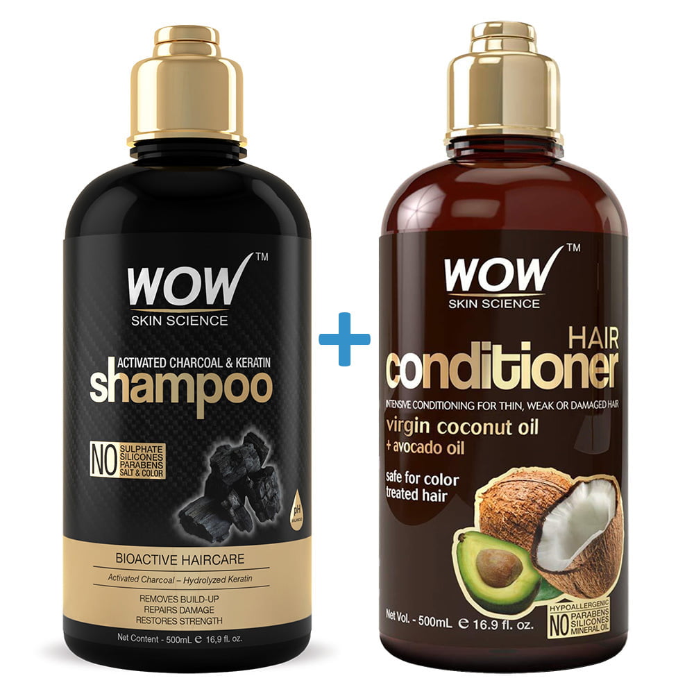 WOW Activated Charcoal & Keratin Shampoo + Coco & Avocado Conditioner ...