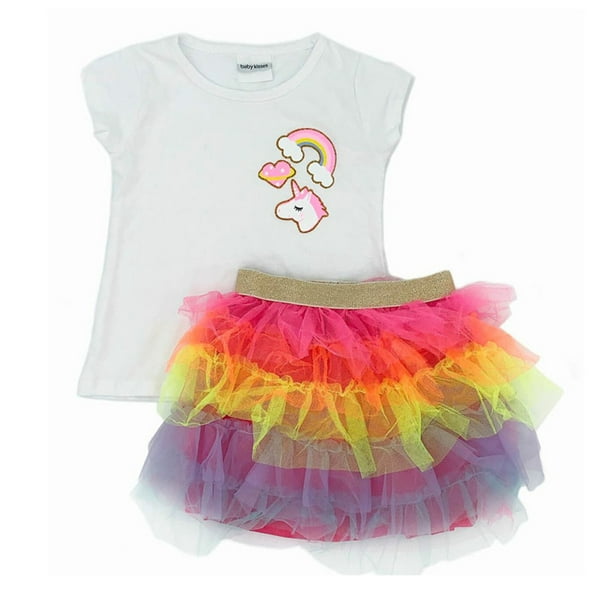 Conjunto Algodon Unicornio Arcoiris Talla 2 años Kiss Playeras y Tops para niñas
