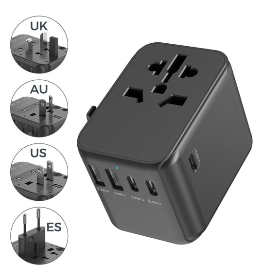 TESSAN 28W Universal Travel Adapter with 3 USB-C & 2 USB-A Charger, International Power Adapter for US/EU/UK/AU