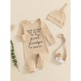 thumbnail image 5 of Cjfdfy Baby Boy Girl Newborn Hospital Going Home Outfit Hand Picked for Earth By My Great Grandma Grandpa Letters Romper Long Sleeve Ribbed Jumpsuit Hat Spring Fall Winter Clothes, 5 of 9