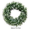 thumbnail image 3 of 15.75in Artificial Trumpet Rose Wreath Plastic Floral Garland Front Door Wall Decor, 3 of 9