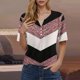 thumbnail image 5 of Blusas de Manga Corta para las Mujeres Impresas Cuello Redondo Casual Top, Blusa de Algodón de Imitación para el Hogar Y Diario, 5 of 7