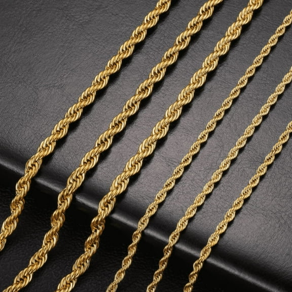 Real 14K Yellow Gold Chain 2mm 26 '' Solid Rope Chain
