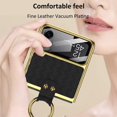 thumbnail image 5 of for Z Flip4 5G 2022 case 360°with Ring Luxury Electroplated PU Leather Cover Compatible with Samsung Galaxy Z Flip 4 5G Case Built-in Screen Protector Camera Phone Case (Black), 5 of 6