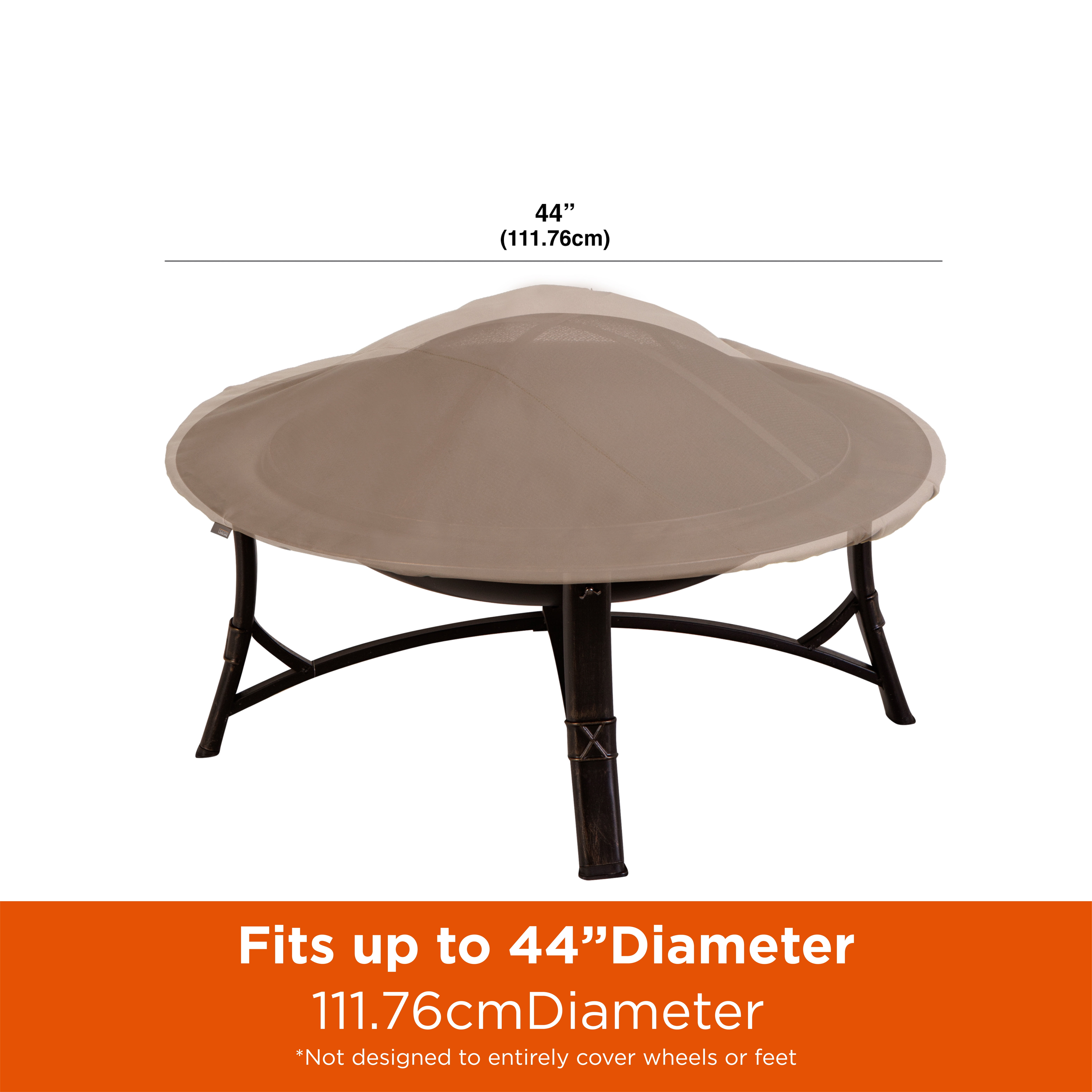 Modern Leisure Chalet Round Outdoor Patio Fire Pit Cover, 44" Dia x 3"H, Beige