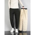 thumbnail image 1 of Pantalones de algodón de lana de cordero de invierno para hombre, ropa exterior de invierno extra grande, pantalones casuales rectos, holgados y cálidos con tobillos atados, 1 of 5