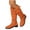 Orange, variant on LOVZFMLL Boots for Women Mid Calf Winter Boots Buckle Round Toe Slip Resistant Low Block Heel Leather Fall Winter Fashion
