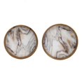 thumbnail image 2 of 18, 15 Inch Round Decorative Tray, Marble Effect, Brown Fir Wood Frame- Saltoro Sherpi, 2 of 5