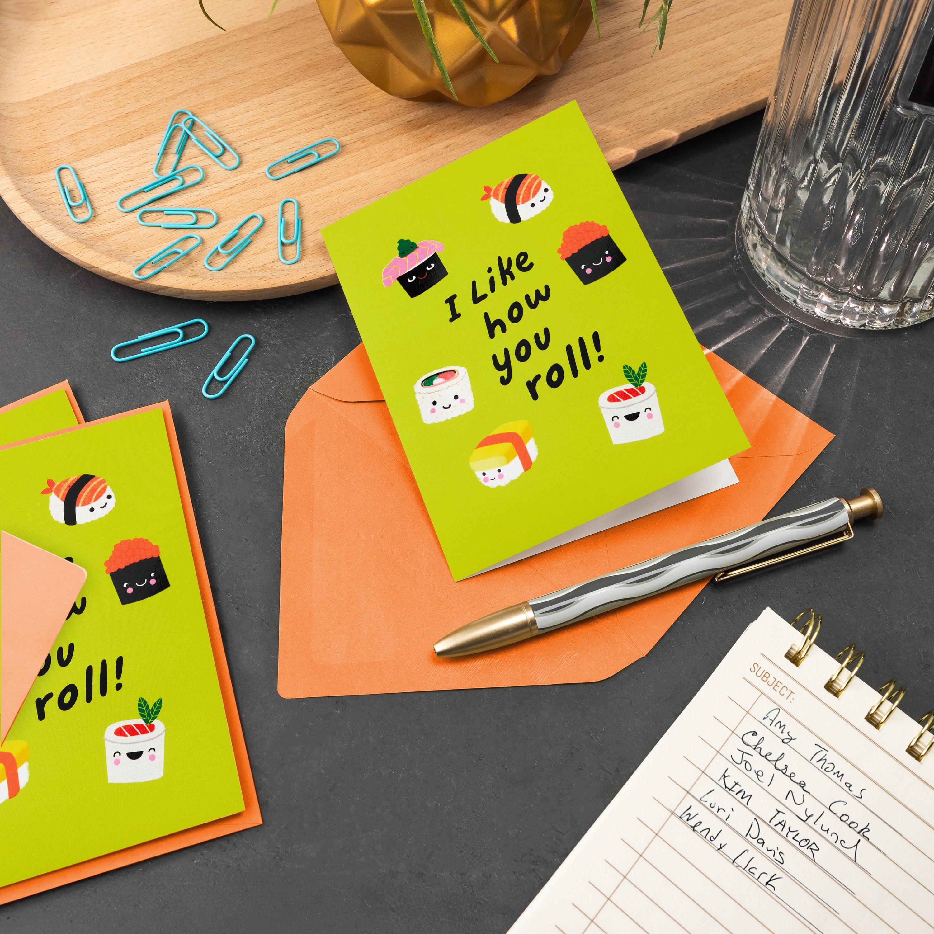 Hallmark Blank Notes (Sushi on Green), Pack of 10