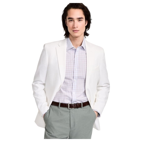 Tommy Hilfiger Mens Modern fit Sport Coat Blazer 42 L White Solid Stretch Linen