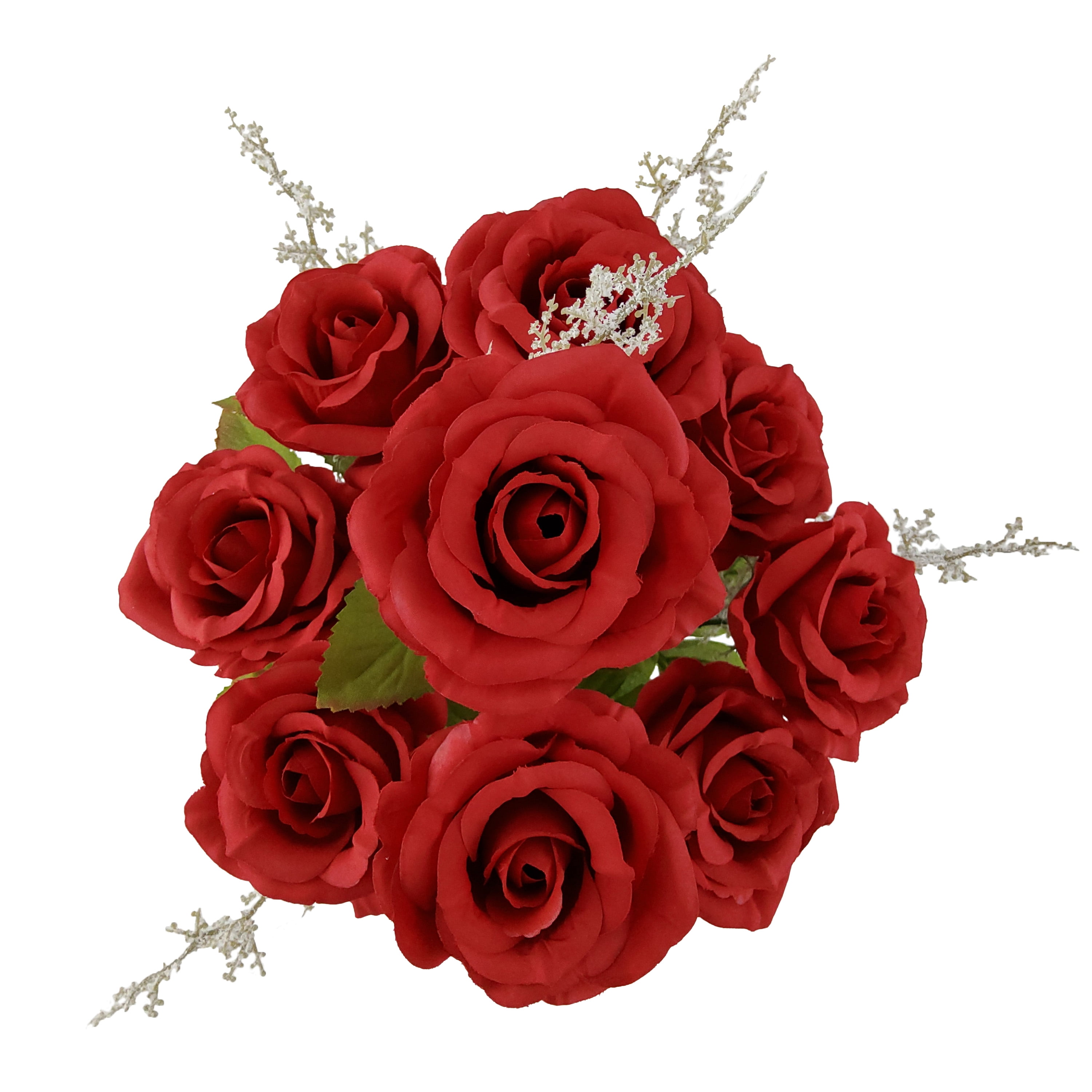 (2 pack) Mainstays Indoor Artificial Rose Bush, Red Color, Assembled Height 17.5"