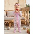 thumbnail image 5 of RUINIXCW 2 Pcs Infant Girl Outfit Long Sleeve Crew Neck Goose Floral Print Footed Romper and Headband Set, 5 of 8