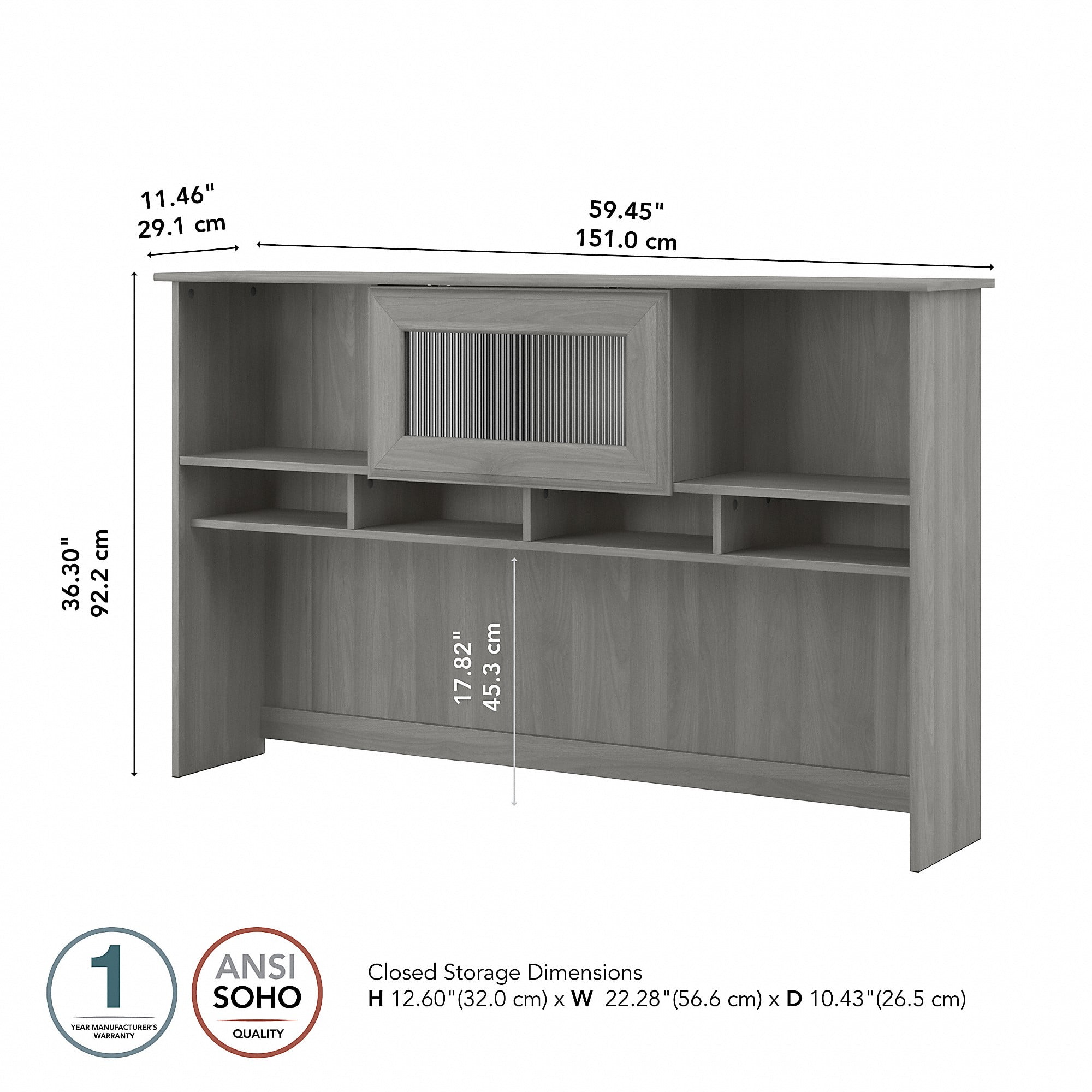 Free Shipping Bush Furniture Cabot Hutch for L Desk or Corner Desk Modern Gray Walmart Walmart