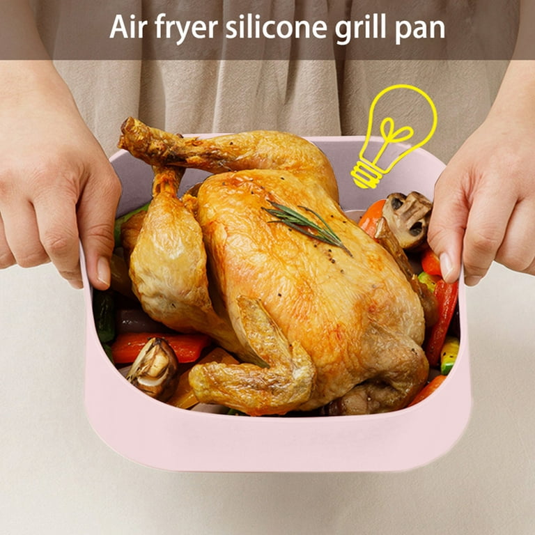 1pc Black Silicone Air Fryers Oven Baking Tray Square Replacement Kitchen  Grill Pan Airfryer Kitchen Fried Chicken Basket Mat