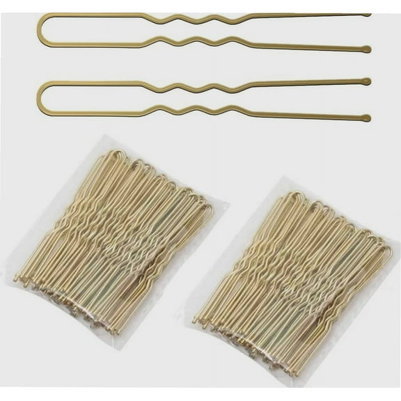 Hair Pins Bobby Pins, 6CM U shape Hair Bun Pins Clips, Wavy Design Hair Grips for Women Hair Styling 100PCS - Blonde