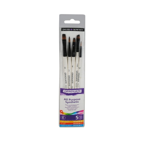 Daler-Rowney Graduate All Purpose Synthetic Brush Set, Short Handle, 5 Count