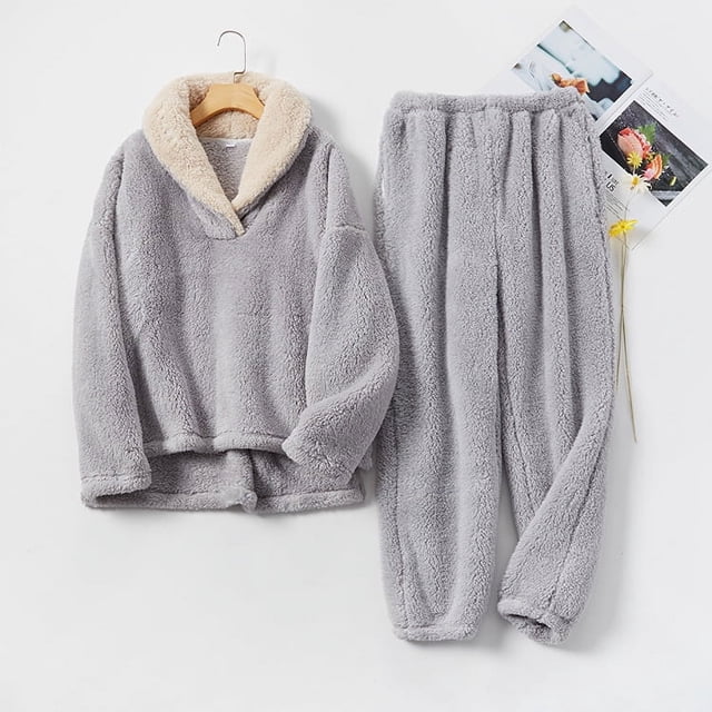 Camisón de dormir sencillo, holgado, informal, con cuello chal, cálido y grueso para mujer