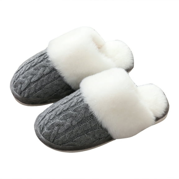 Mostsola Womens Slippers Plush Furry Lined Scuff Slippers Knitted Cozy Slip on Shoes House Slippers