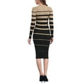 thumbnail image 3 of INSPIRE CHIC Women's Striped Sweater Dress Long Sleeve Stretchy Crew Neck Bodycon Ribbed Knit Casual Fall Long Dresses S Khaki, 3 of 6