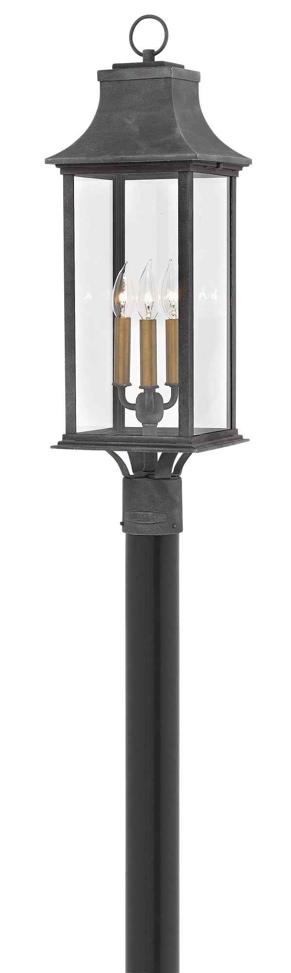 3 Light Outdoor Post Top/Pier Mount In Traditional Style 8.5 Inches Wide By 27.75 Inches High-Aged Zinc Finish-Incandescent Lamping Type Hinkley