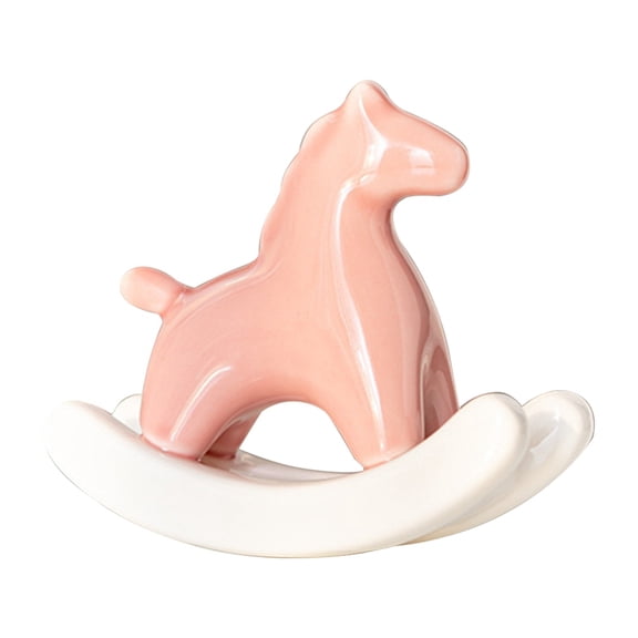 Ceramic Rocking Horse Statue for Home, Modern Art Sculpture for Table Shelf Decor, Aesthetic Figurine Desktop Ornament,B