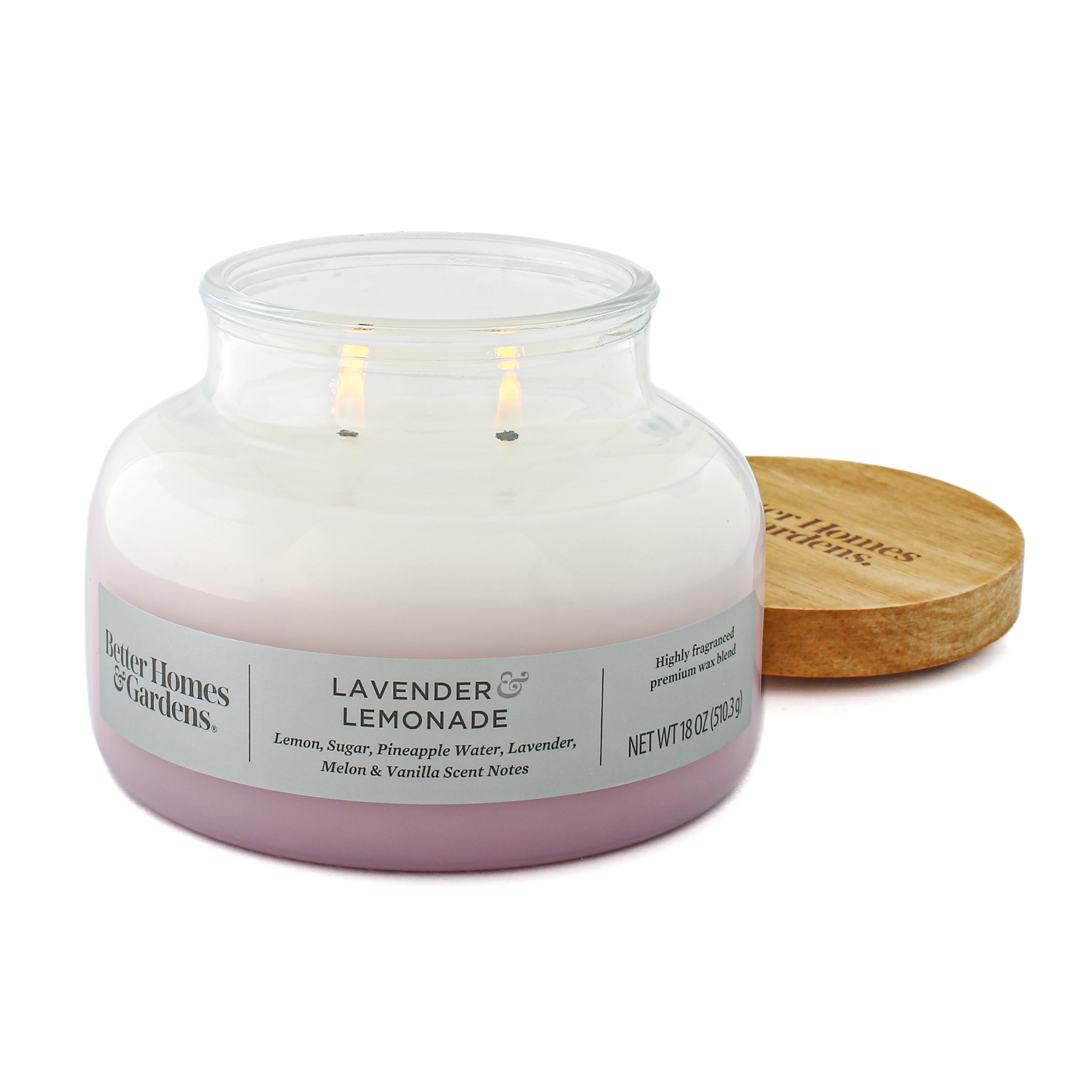 (4 pack) Better Homes & Gardens Lavender and Lemonade Scented 2-Wick 18oz Ombre Bell Jar Candle