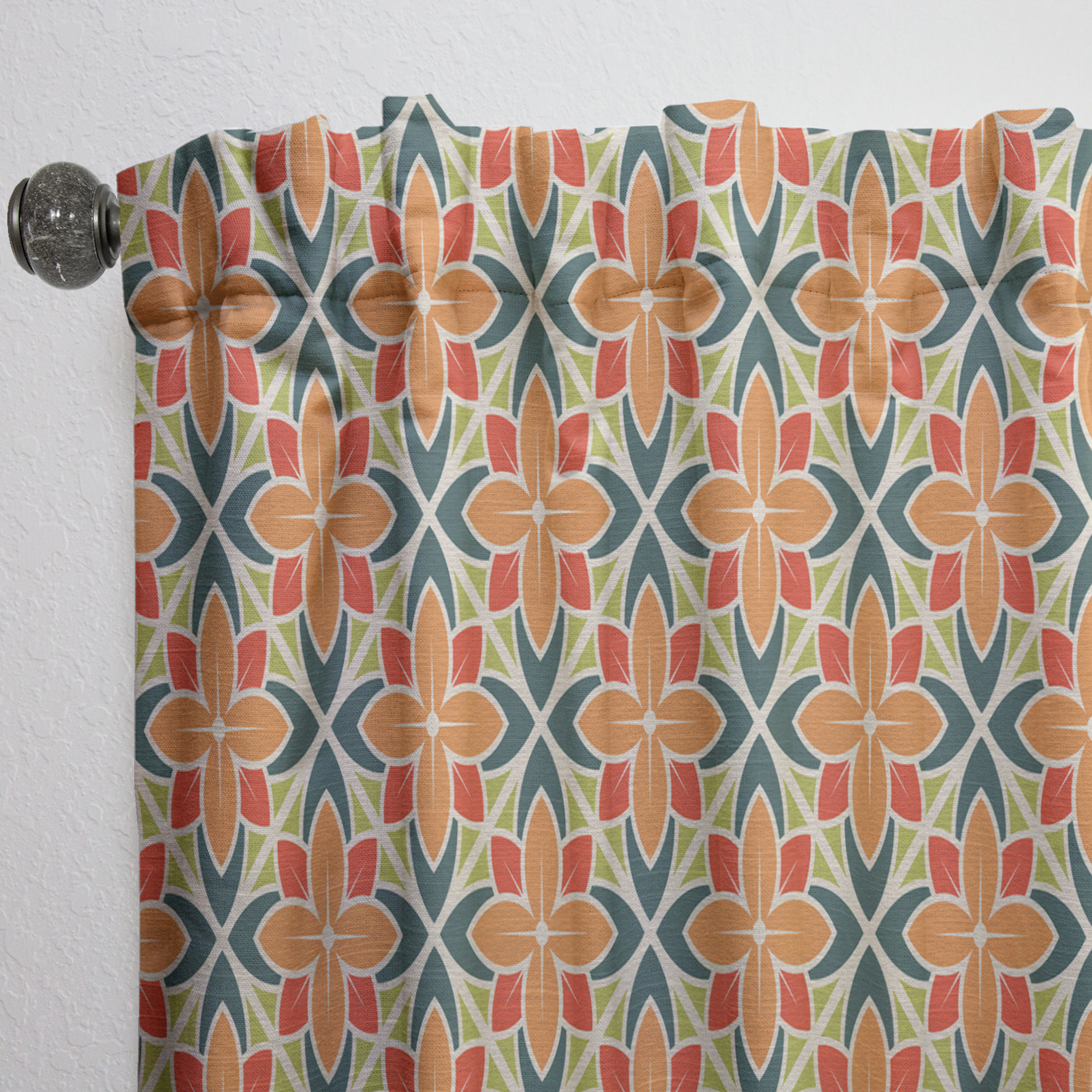 Designart 'Floral Retro Pattern XIV' Mid-Century Modern Curtain Panel