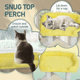 thumbnail image 6 of Tcbosik Small Cat Tree for Indoor, 27.5"H Activity Tower with Scratching Post and Pad, Modern Cat House with Padded Top Bed for Living Room, Bedroom, Yellow & White, 6 of 8