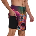 thumbnail image 3 of Goofa Vintage Patterned Skull Printed Men's Swim Trunks Board Shorts Quick Dry Mens Swimming Trunks with Compression Liner,Breathable Fit Hawaii Beach Shorts-Small, 3 of 9