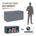 thumbnail image 5 of SONGMY 78 Gallon Outdoor Deck Box Large Resin Storage Box for Patio Furniture Cushions, and Garden Tools (Gray), 5 of 7