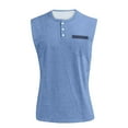 thumbnail image 4 of BRDFRL Sleeveless Shirts for Men Vintage Button Down Henley Muscle Fit Gym Workout Tops Blue 2XL, 4 of 5