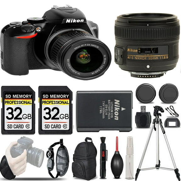 Nikon D3500 DSLR Camera with 18-55mm Lens  50mm f/1.8 Lens -LOADED KIT (International Version)