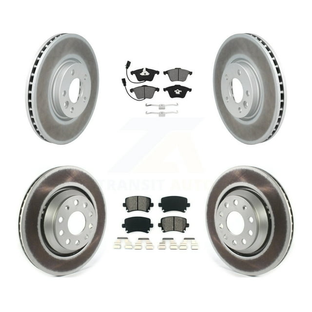 Transit Auto Front Rear Coated Disc Brake Rotors and Semi-Metallic Pads Kit for Car Volkswagen CC with 340mm Diameter Rotor KGS-101973