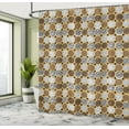 thumbnail image 4 of Ambesonne Modern Shower Curtain, Striped Circles and Dots, 69"Wx75"L, Dark Mustard White, 4 of 4