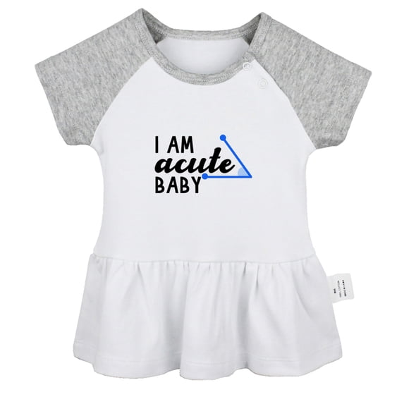 I am Acute Baby Funny Dresses For Baby, Newborn Babies Skirts, Infant Princess Dress, 0-24M Kids Graphic Clothes (Gray Raglan Dresses, 6-12 Months)