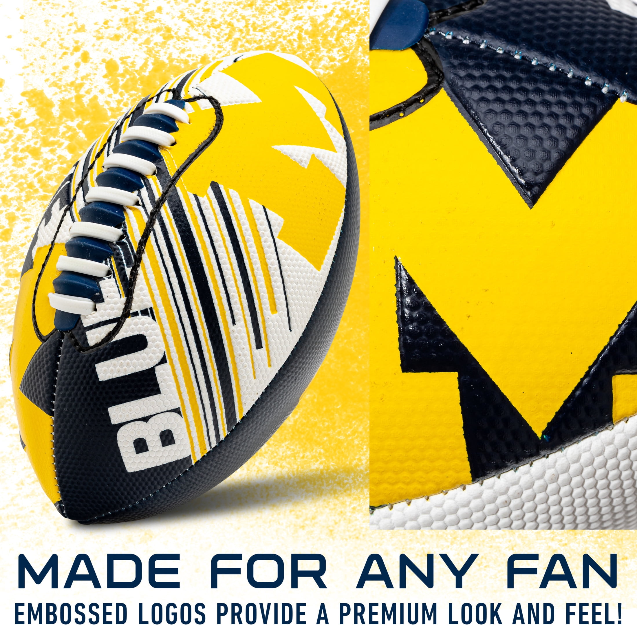 NCAA Michigan Wolverines Football - Youth Mini Football - 8.5" Football- SPACELACE Easy Grip Texture- Perfect for Kids !