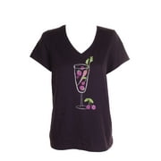 Hue Dark Purple Short-Sleeve Salad Days Graphic V-Neck Pajama T-Shirt M