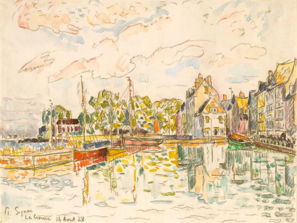 Paul Signac 4x14 White Modern Wood Framed Wall Art Titled - Le Croisic I