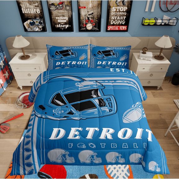 Erosebridal Vintage Rugby Comforter Sets Twin Size, Soccer Lover Comforters & Duvets, Football Player Decor, 2pcs