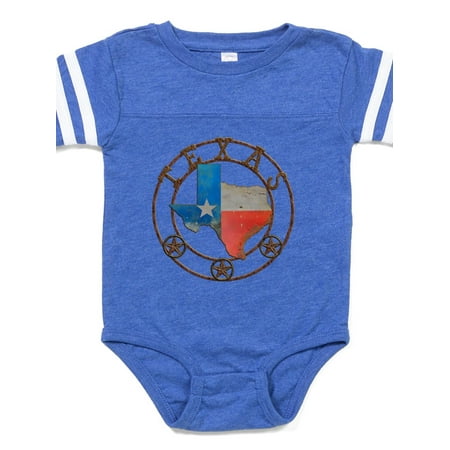 

CafePress - Texas Wrought Iron Barn Art - Cute Infant Baby Football Bodysuit