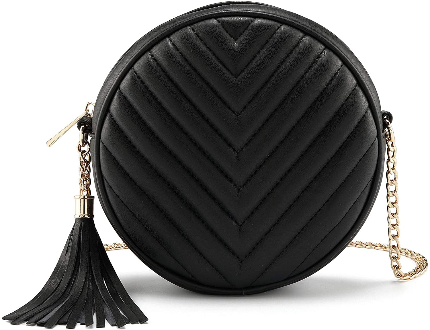 PIKADINGNIS Women Crossbody Shoulder Bag Circle Tassel Purse Clutch Evening  Small PU leather Handbag Fashion Wallet With Chain 