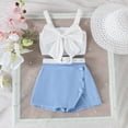 thumbnail image 2 of Huanglei Little Girls' Summer 3 Piece Skort Outfit Sleeveless Tank Top With Adjustable Waist Belt & Shorts, 2 of 6