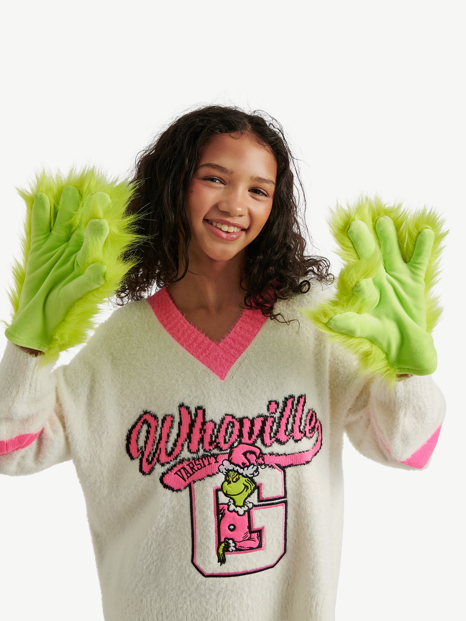 Justice Girls x Dr. Seuss' The Grinch Faux Fur Gloves, Green