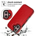 thumbnail image 3 of Compatible with iPhone 16 Case, with PU Leather Credit Card Holder Magnetic Back Stand Cell Accessories Flip Purse Slim Design Phone Cover for iPhone 16 Women Men, Red, 3 of 11